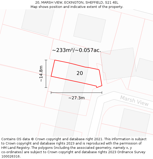 20, MARSH VIEW, ECKINGTON, SHEFFIELD, S21 4EL: Plot and title map