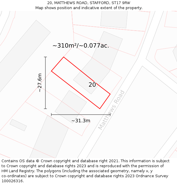 20, MATTHEWS ROAD, STAFFORD, ST17 9RW: Plot and title map