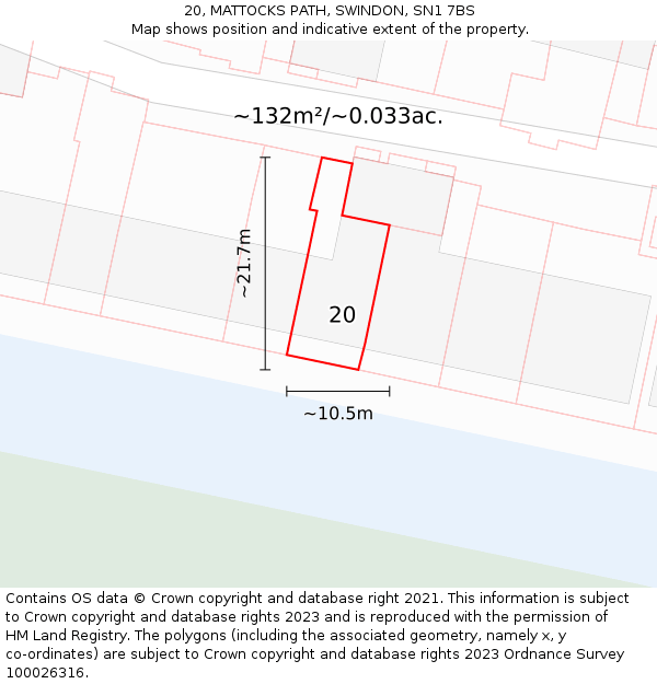 20, MATTOCKS PATH, SWINDON, SN1 7BS: Plot and title map
