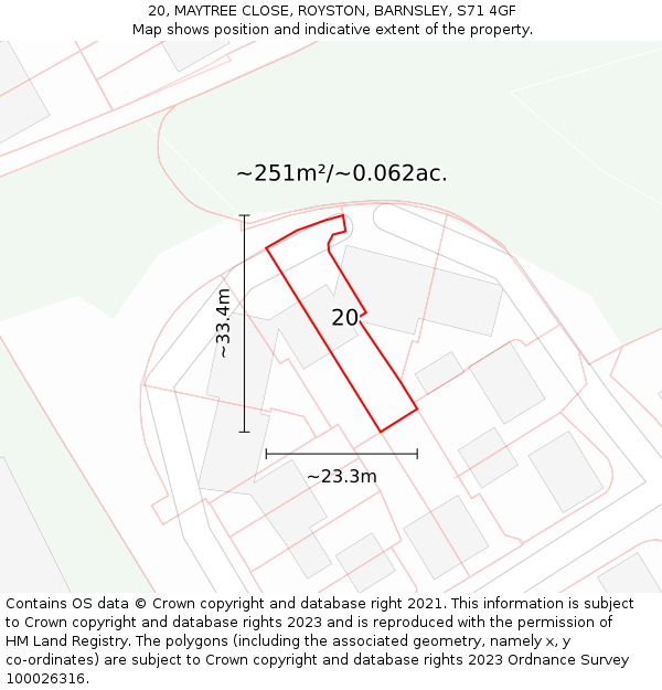 20, MAYTREE CLOSE, ROYSTON, BARNSLEY, S71 4GF: Plot and title map