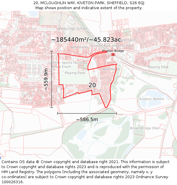 20, MCLOUGHLIN WAY, KIVETON PARK, SHEFFIELD, S26 6QJ: Plot and title map