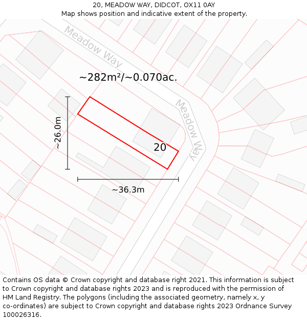 20, MEADOW WAY, DIDCOT, OX11 0AY: Plot and title map