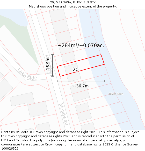 20, MEADWAY, BURY, BL9 9TY: Plot and title map