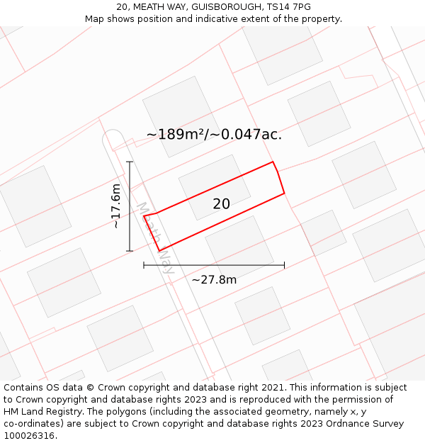 20, MEATH WAY, GUISBOROUGH, TS14 7PG: Plot and title map