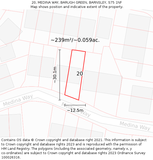 20, MEDINA WAY, BARUGH GREEN, BARNSLEY, S75 1NF: Plot and title map