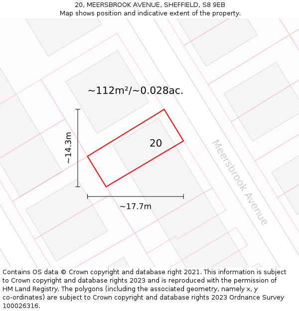 20, MEERSBROOK AVENUE, SHEFFIELD, S8 9EB: Plot and title map