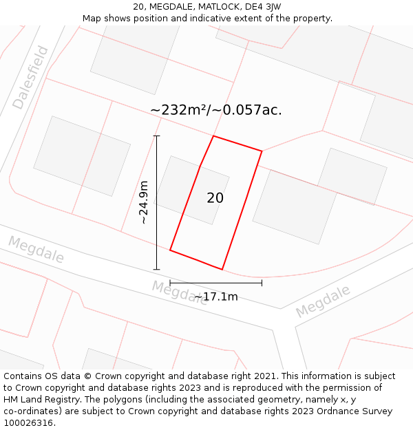 20, MEGDALE, MATLOCK, DE4 3JW: Plot and title map