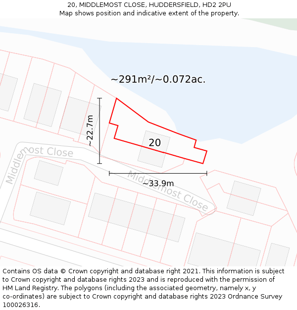 20, MIDDLEMOST CLOSE, HUDDERSFIELD, HD2 2PU: Plot and title map