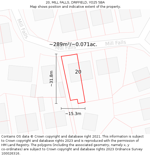 20, MILL FALLS, DRIFFIELD, YO25 5BA: Plot and title map