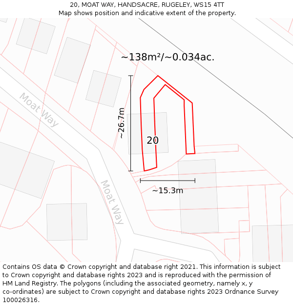 20, MOAT WAY, HANDSACRE, RUGELEY, WS15 4TT: Plot and title map