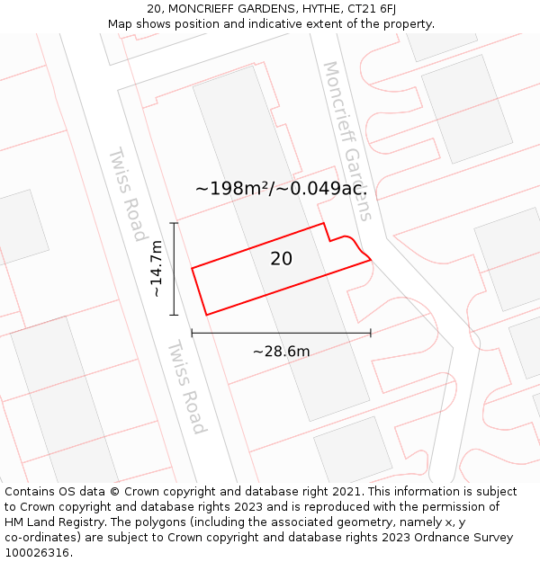 20, MONCRIEFF GARDENS, HYTHE, CT21 6FJ: Plot and title map