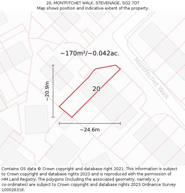 20, MONTFITCHET WALK, STEVENAGE, SG2 7DT: Plot and title map
