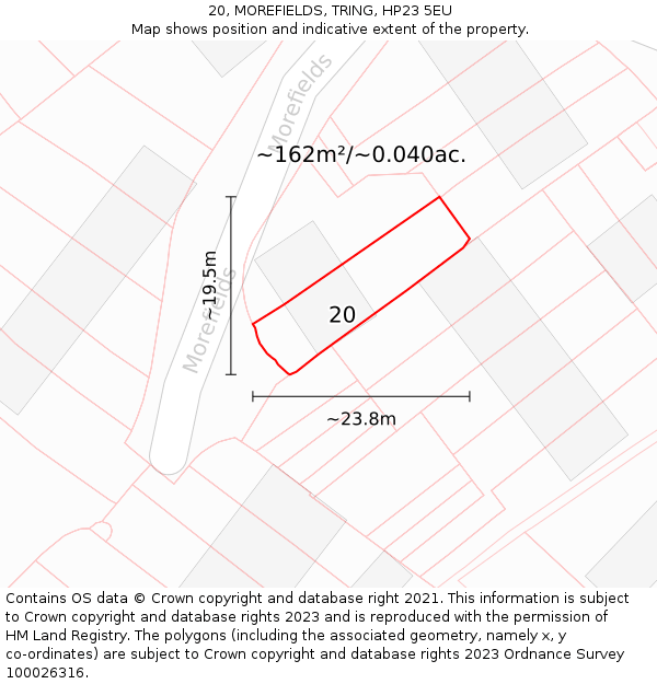 20, MOREFIELDS, TRING, HP23 5EU: Plot and title map