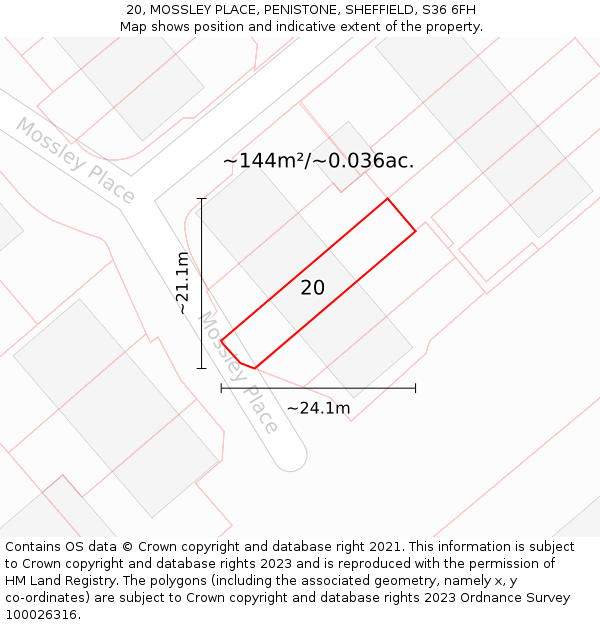 20, MOSSLEY PLACE, PENISTONE, SHEFFIELD, S36 6FH: Plot and title map