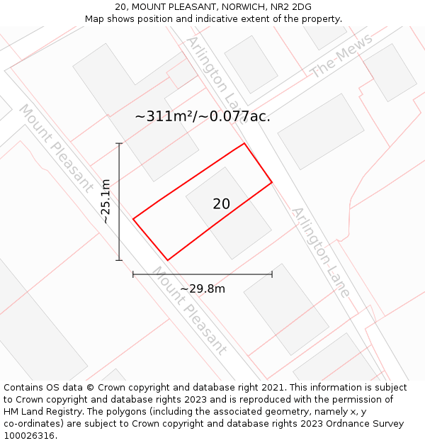 20, MOUNT PLEASANT, NORWICH, NR2 2DG: Plot and title map