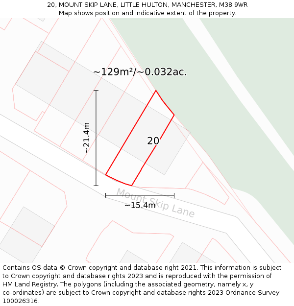 20, MOUNT SKIP LANE, LITTLE HULTON, MANCHESTER, M38 9WR: Plot and title map