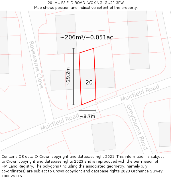 20, MUIRFIELD ROAD, WOKING, GU21 3PW: Plot and title map