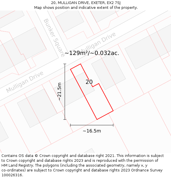 20, MULLIGAN DRIVE, EXETER, EX2 7SJ: Plot and title map