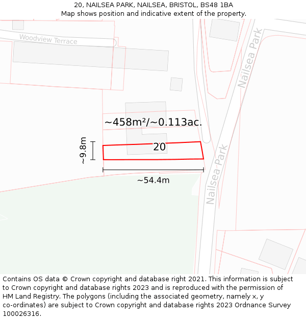 20, NAILSEA PARK, NAILSEA, BRISTOL, BS48 1BA: Plot and title map