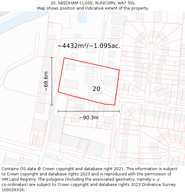 20, NEEDHAM CLOSE, RUNCORN, WA7 5SL: Plot and title map