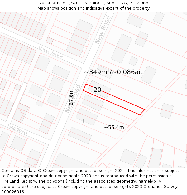 20, NEW ROAD, SUTTON BRIDGE, SPALDING, PE12 9RA: Plot and title map