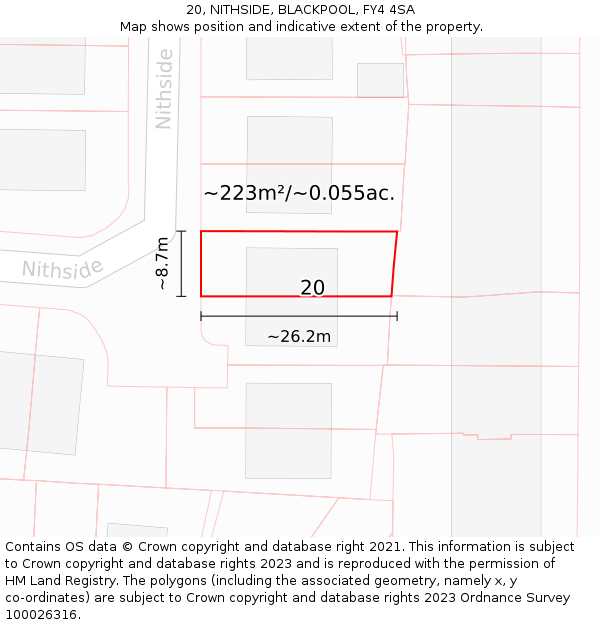 20, NITHSIDE, BLACKPOOL, FY4 4SA: Plot and title map