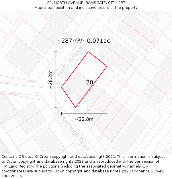 20, NORTH AVENUE, RAMSGATE, CT11 9BT: Plot and title map