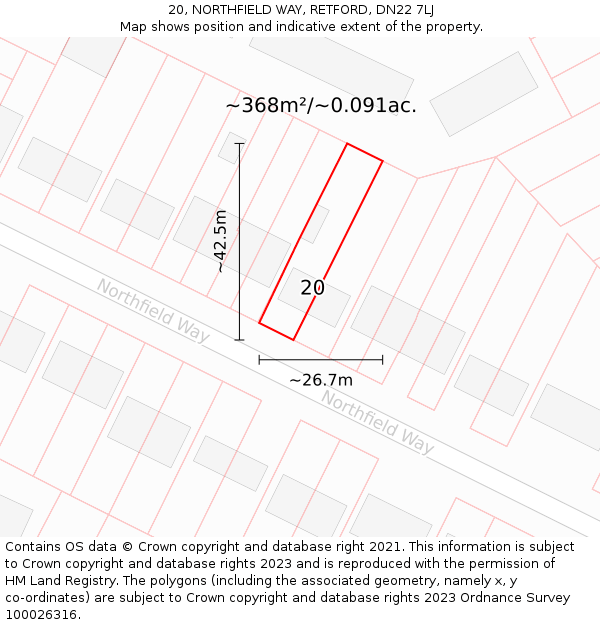 20, NORTHFIELD WAY, RETFORD, DN22 7LJ: Plot and title map