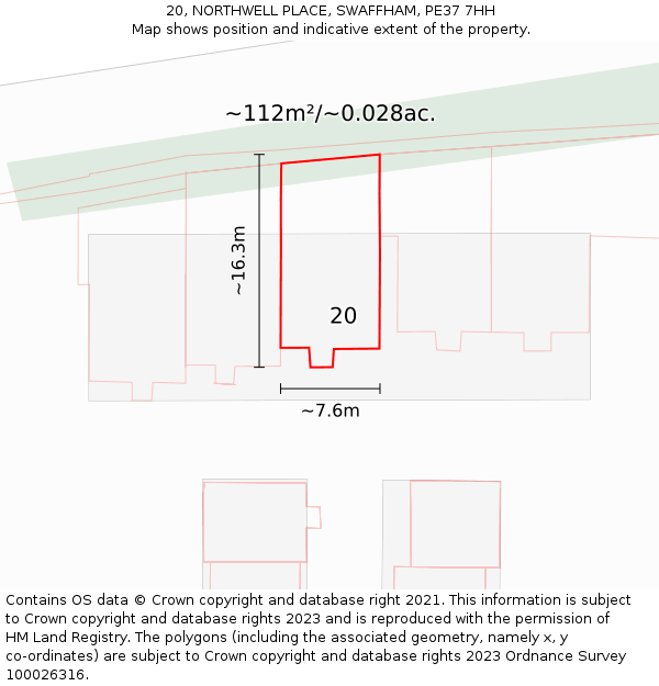 20, NORTHWELL PLACE, SWAFFHAM, PE37 7HH: Plot and title map