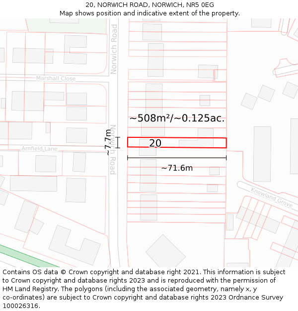 20, NORWICH ROAD, NORWICH, NR5 0EG: Plot and title map