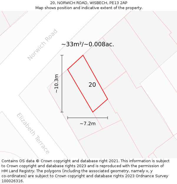20, NORWICH ROAD, WISBECH, PE13 2AP: Plot and title map