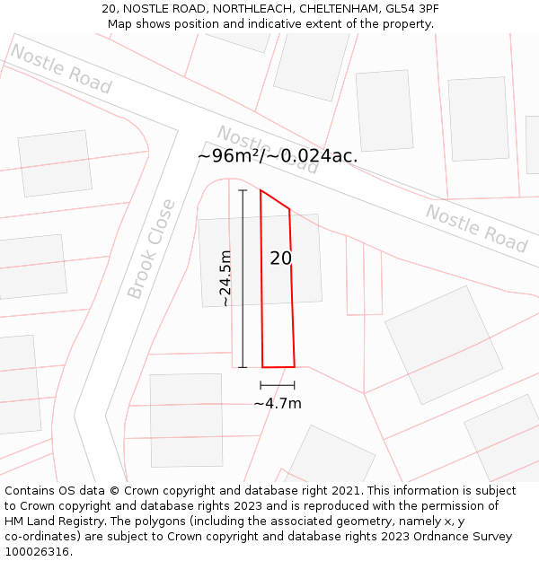 20, NOSTLE ROAD, NORTHLEACH, CHELTENHAM, GL54 3PF: Plot and title map