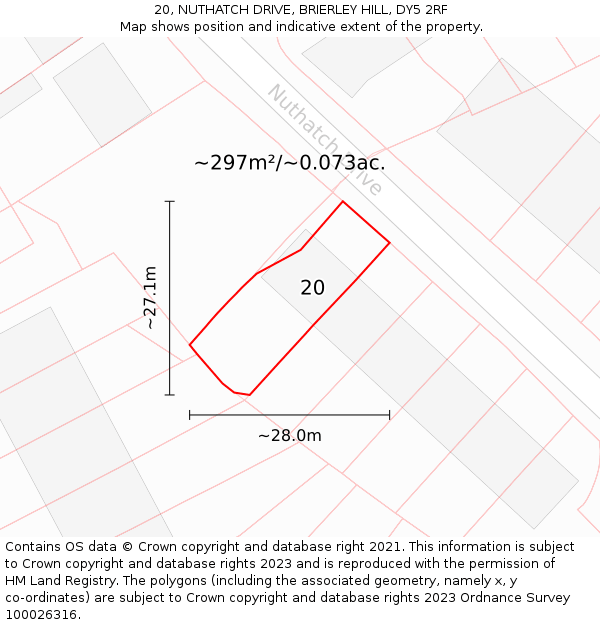 20, NUTHATCH DRIVE, BRIERLEY HILL, DY5 2RF: Plot and title map