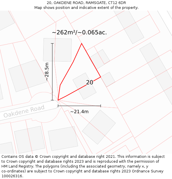 20, OAKDENE ROAD, RAMSGATE, CT12 6DR: Plot and title map