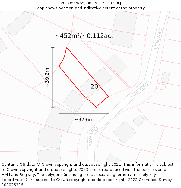 20, OAKWAY, BROMLEY, BR2 0LJ: Plot and title map