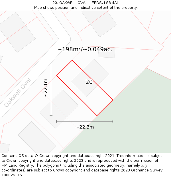 20, OAKWELL OVAL, LEEDS, LS8 4AL: Plot and title map