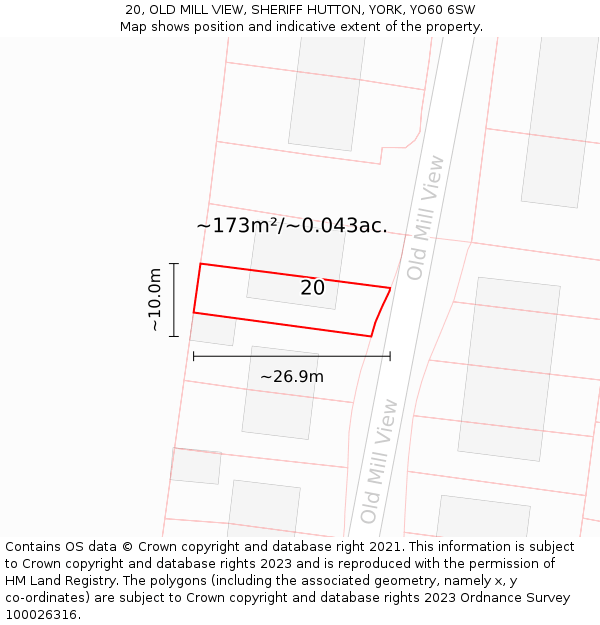 20, OLD MILL VIEW, SHERIFF HUTTON, YORK, YO60 6SW: Plot and title map