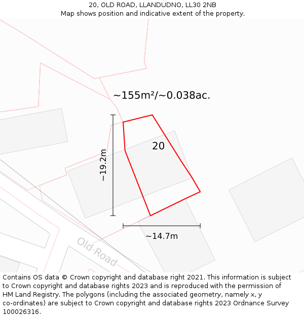 20, OLD ROAD, LLANDUDNO, LL30 2NB: Plot and title map