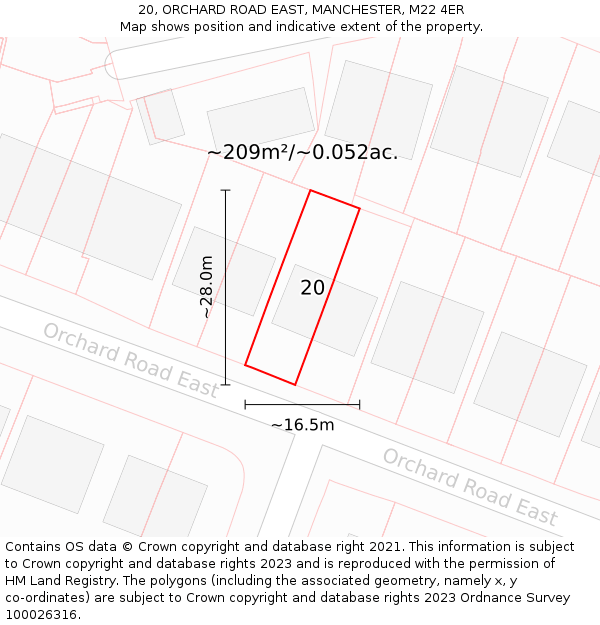 20, ORCHARD ROAD EAST, MANCHESTER, M22 4ER: Plot and title map