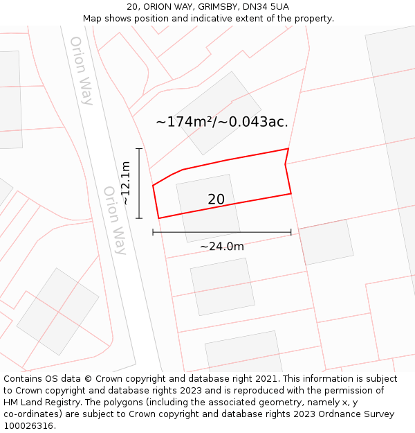 20, ORION WAY, GRIMSBY, DN34 5UA: Plot and title map