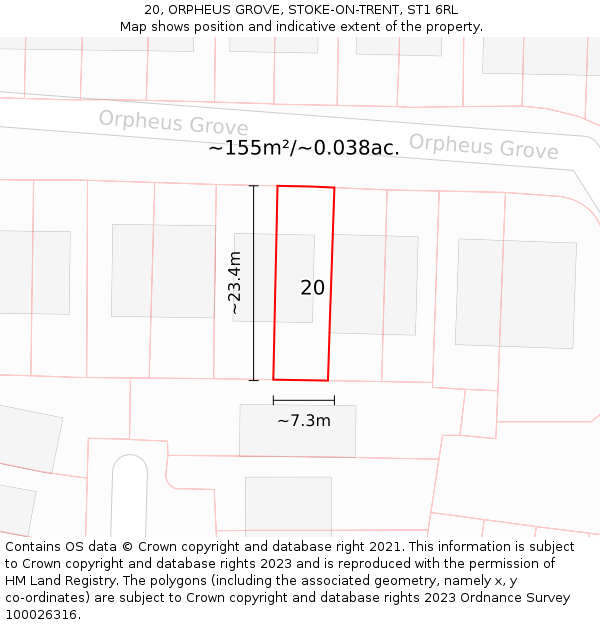 20, ORPHEUS GROVE, STOKE-ON-TRENT, ST1 6RL: Plot and title map