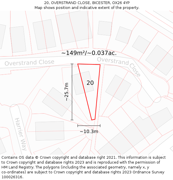 20, OVERSTRAND CLOSE, BICESTER, OX26 4YP: Plot and title map