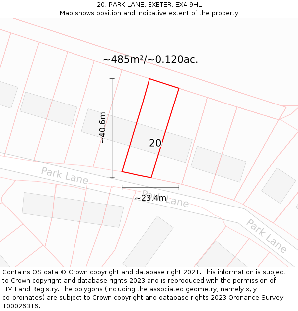 20, PARK LANE, EXETER, EX4 9HL: Plot and title map