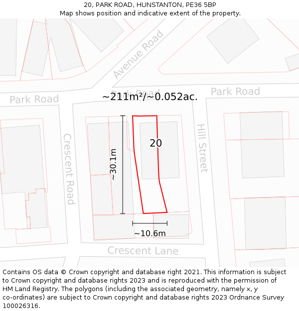 20, PARK ROAD, HUNSTANTON, PE36 5BP: Plot and title map