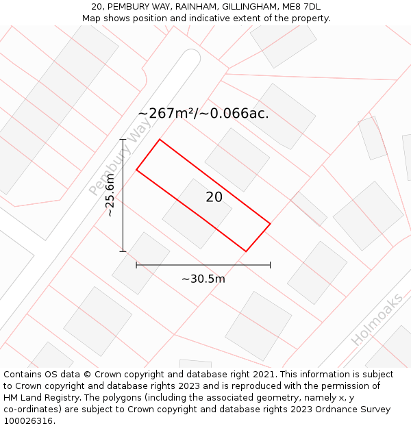 20, PEMBURY WAY, RAINHAM, GILLINGHAM, ME8 7DL: Plot and title map