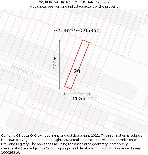 20, PERCIVAL ROAD, NOTTINGHAM, NG5 2EY: Plot and title map
