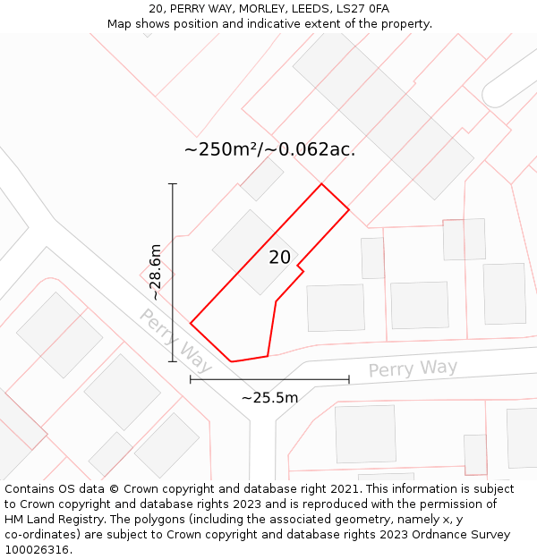 20, PERRY WAY, MORLEY, LEEDS, LS27 0FA: Plot and title map