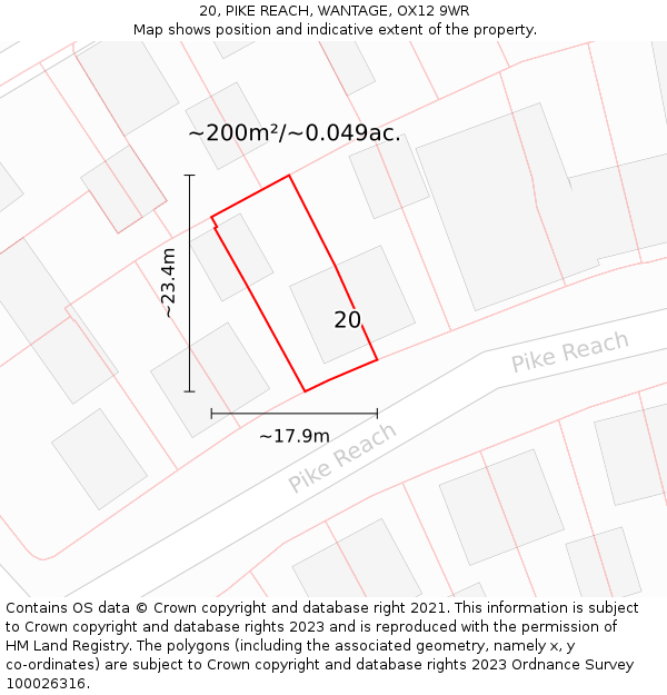 20, PIKE REACH, WANTAGE, OX12 9WR: Plot and title map