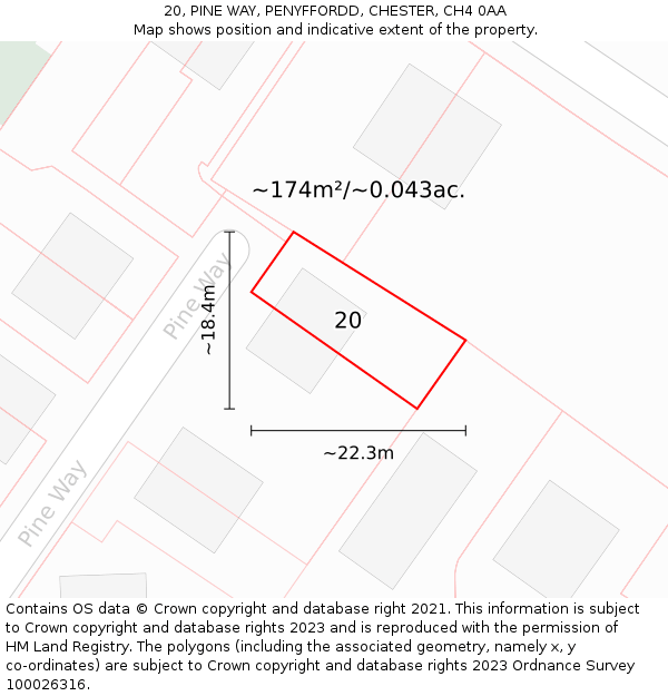 20, PINE WAY, PENYFFORDD, CHESTER, CH4 0AA: Plot and title map