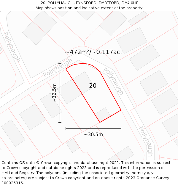 20, POLLYHAUGH, EYNSFORD, DARTFORD, DA4 0HF: Plot and title map